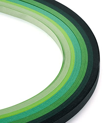 Craftdady 1200 Streifen Quilling Papierstreifen 530 x 5 mm, schrittweise Grün für DIY Handwerk Party Dekoration