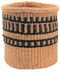 LaLe Living Korb Yaris aus 100% Sisal handgefertigt in Natur/Schwarz mit Ethno-Muster, Ø14 cm H:14 cm, Blumentopf oder zur Aufbewahrung von Küchenutensilien