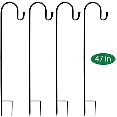Abbcoert 120 cm Set mit 4 Eisen-Schäferhaken, Metall, Gartenpfähle, Schäferhund,