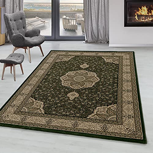 SIMPEX Kurzflor Teppich, Orientalisch Design, Teppich Grün, 80 x 150 cm, Teppich Orient-Stil, Teppich Wohnzimmer