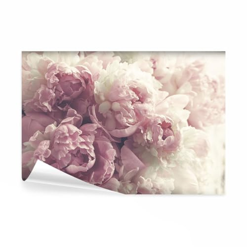 decomonkey Fototapete selbstklebend Blumen, 343x256 cm, Pfingstrosen Natur