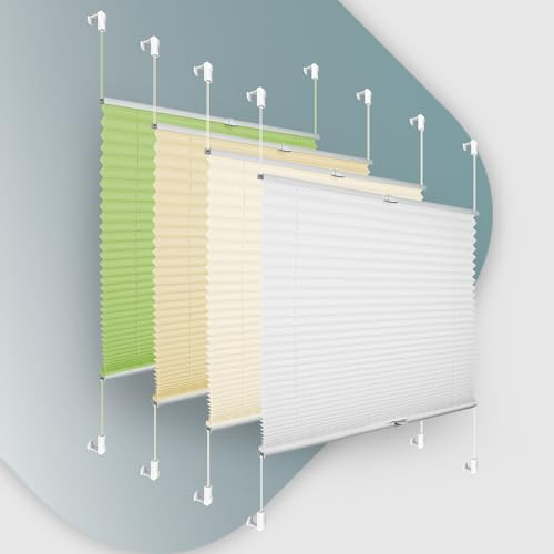 Buseu Plissee Klemmfix ohne Bohren 90x80cm Weiß Faltrollo Plisseerollo | Sonnenschutz für Fenster & Tür, Fensterrollo, Blickdicht, Sichtschutz für Wohnzimmer, Modernes Rollo - einfache Montage