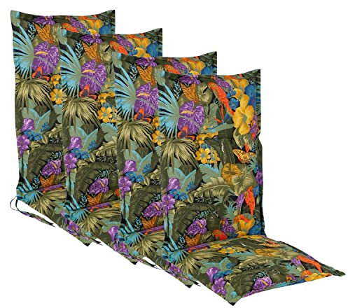 BURI 4X Hochlehner Polsterauflage 123x50cm Stuhlkissen Sesselauflage Sitzpolster