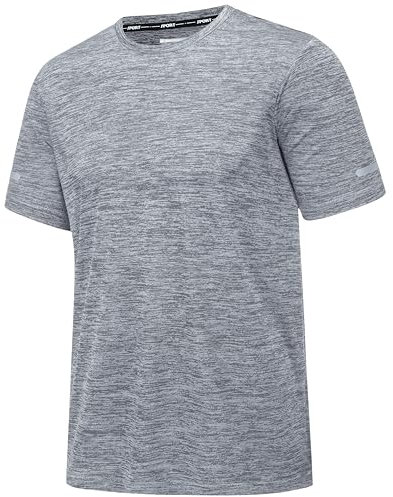 MAGCOMSEN Kurzarmshirts Herren Atmungsaktiv Sport Shirt Leichte Trainingsshirts Outdoor Funktionsshirts Herren Lässig Freizeit T-Shirts Crewneck Basic Tops für Fitness Yoga Hellgrau XXL