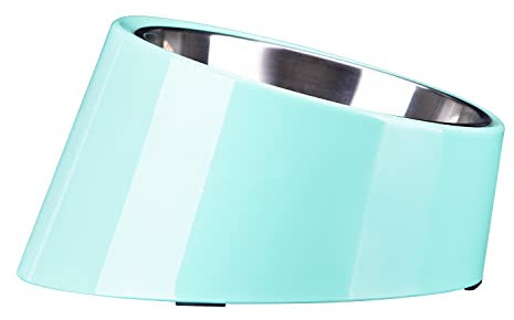 Super Design Gamelle inclinée à 15° pour chiens et chats, antidérapante et anti-déversement, permet d’atteindre la nourriture plus facilement, taille L, peut contenir 0,5 tasses, sarcelle