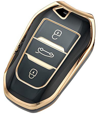 【4 Couleurs】 Z.MYUKI 3008 GT Line SUV Coque clé avec Porte Clef pour Peugeot 5008 Phase 2 2017-2022 2023 Accessoire Protection cle (Noir)