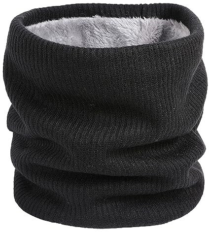 I Kua Fly Loop Schal Damen Herren Thermal Fleece Schlauchschal Winter Neckwarmer Herren Halstuch Winddicht Sportschal Halswärmer für Fahrrad Motorrad Skifahren (Schwarz)
