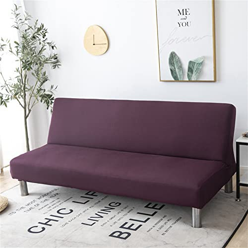 Surwin Sofabezug ohne Armlehnen Stretch Armlose Sofabettüberzug Antirutsch Clic Clac Sofahusse Schonbezug Protector für Klappcouch Schlafsofa mit 2-3 Sitzplätzen, 20 Farben (155-190cm,Dunkelrot)