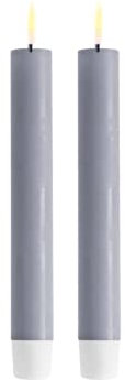 Deluxe Homeart Flammenlose LED-Stabkerze für den Innenbereich, 2er-Set – mit echter Flame™-Technologie – batteriebetriebene Kerzen (15 cm, staubblau)