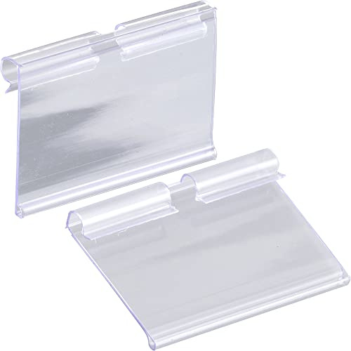 50 Stück Kunststoff-Etikettenhalter, transparenter Drahtregal, Etikettenhalter, Einzelhandelspreiskarten, zum Anklippen, für Warenschild, Anhänger, Clips für Einzelhandel, Aufbewahrungskorb, 6x4.2 cm