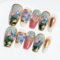 Sun&Beam Nails Handmade Press On Nail Long Coffin Ballerina Painting Gree Acrylic Fake Tip 3D Design Art Charms Cute with Storage Box 10 Pcs (#31 Painting | Green XS)