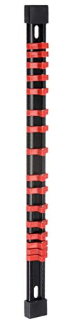 sourcing map Steckdose Organizer 1/4 Treiber x 16 Klipps Tragbar ABS Plastik Buchsen Klipp Schienen Halter Rot