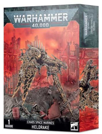 Warhammer Heldrake: Chaos Space Marines Figurine - Tabletop Game - Age 120+, Grey