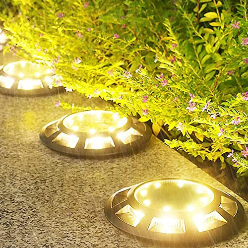 Géneric Solar Ground Light 16 LED Solar Lights (8 Main Lights 8 Side Lights) Upgraded Outdoor Solar Powered Waterproof Bright In-Ground Light Light for Walk Courtyard Street