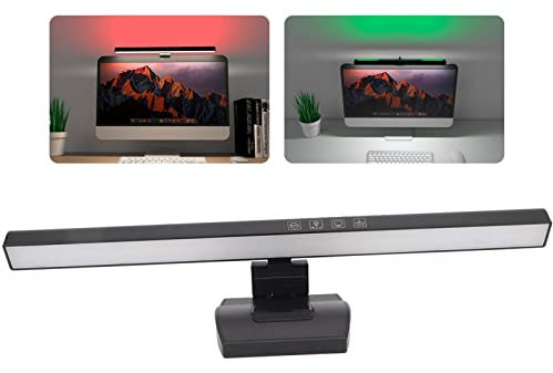 Zunate Lampe de Moniteur D'ordinateur, Barre Lumineuse de Moniteur D'écran de Contrôle Tactile à Gradation Continue RVB 7 Couleurs pour Le Soin des Yeux, Lampe de Travail LED E-Reading,
