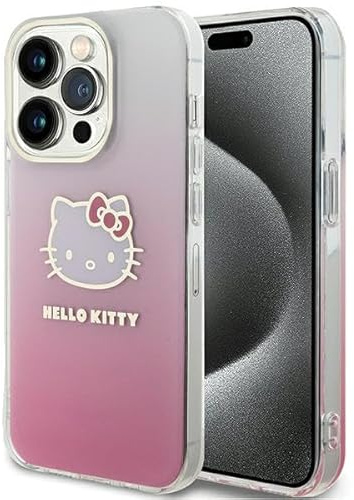 CG MOBILE Hello Kitty HKHCP15LHDGKEP Hülle für iPhone 15 Pro 6.1 Rosa hardcase IML Gradient Electrop Kitty Head