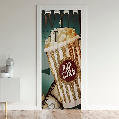Pocorn Türvorhang 106x203cm für Tür Privatsphäre Film TWärmeer Dekor Schrank Vorhang für Innentür Raumteiler für Schlafzimmer Wohnzimmer Film Nacht 30%-50% Zimmer Verdunkelung Schwarzout Vorhang