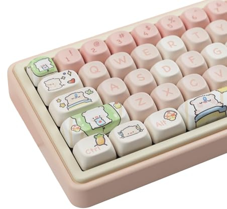 Cmokifuly MOA Profil Tasten Ferkel Custom Keycaps 144 Tasten PBT Dye sub Tastenkappen, ISO Tastenkappen für mechanische Tastatur Full Size Keycaps Set (Piggy)