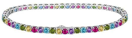 Ayoiow Sterlingsilber Armband Damen Silber Bunt Tennisarmbänder Dennis Chain Zirkonia