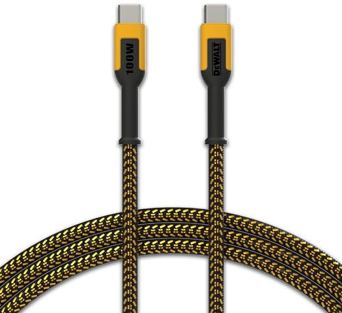 Dewalt Heavy Duty 100W Usb C Cable, Jobsite 100 Watt Usb C Cable, High Speed Type-C To Type-C, Fast Charge Pd Usbc Fast Charging Cord For Iphone 16/15 Plus Pro Max, Macbook, Ipad, Samsung Galaxy, 4 Ft