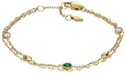 FOSSIL Bracelet chaîne Sadie Seasonal Sparkle en acier inoxydable, doré, pour femme, JF04589710, Or clair