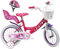 A.T.L.A.S. Mädchen Kinderfahrrad 35,6 cm (14 Zoll), Minnie/Disney, mit 2 Bremsen, Puppenhalterung Hinten, Korb Vorne und Helm Inklusive, Puppenhalter, Rosa und Weiß wie abgebildet, 14''