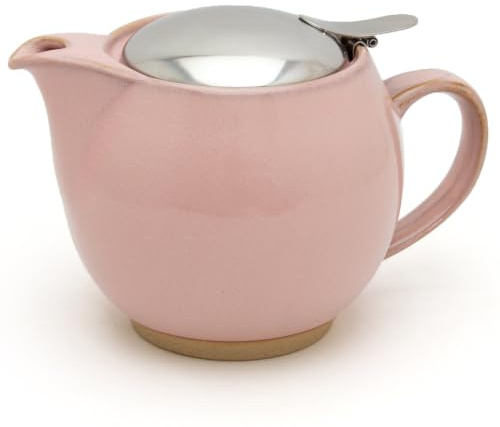 Zero Japan Bee House Runde Teekanne für eine Person, 425 ml, Keramik-Teekanne mit Edelstahldeckel und Teesieb, spülmaschinen- und mikrowellengeeignet, Sakura-Rosa