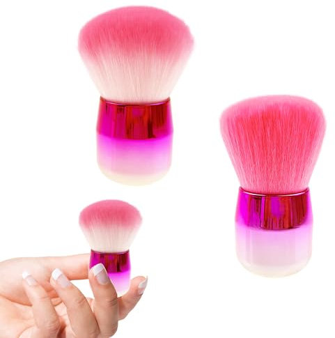 2 PCS Nail Dust Brush,Multipurpose Makeup Tool Soft Fiber Bristles Fingernail Art Dust Cleaning Tools Pink Nail Powder Dip Powder Remover Brush