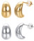 Vissen 2 Teardrop Dupes Ohrringe Set Gold Silber Damen Klobige Creolen Durchzieher Ohrringe Modeschmuck