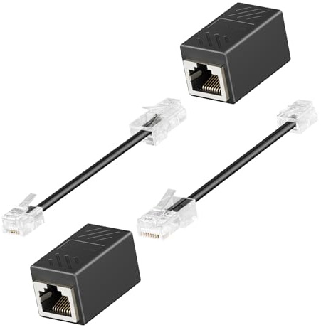 Awishwell RJ45 to RJ11 Adapter, 2 Pack Phone Jack to Ethernet Adapter, Black RJ45 Female to RJ11 Male Connector for Landline Telephone
