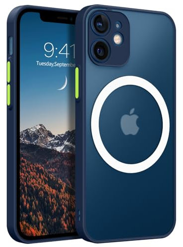 YINLAI für iPhone 12 Mini Hülle Kompatibel mit MagSafe, Magnetisch Cover Case Translucent Matt Anti-Fingerabdruck Stoßfest Schutzhülle für iPhone 12 Mini 5,4 Zoll, Blau