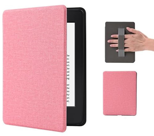 Kindle Paperwhite 11. Generation Hülle 2021 mit Magnetischer, 6.8 Smart-Cover Case mit Handschlaufe und Auto-Sleep-Wake-Funktion, Signature Edition Kindelhülen 2024 Pink