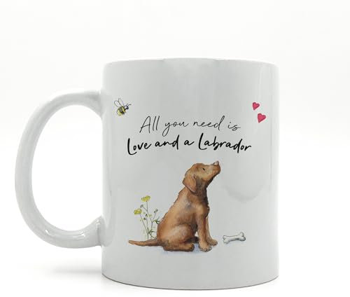 Image Industry Love and a Labrador Chocolate Ceramic Mug - Dog Lovers - Drinking Mug - Dog Mug