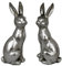 Goldbach 2er Set Hase 18cm groß Silber Polyresin Ostern Figur sitzend Osterhase hockend modern Dekofigur Osterdeko