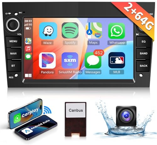 2+64G Autoradio für Opel Corsa Astra Antara Zafira Meriva Vivaro Combo Bluetooth Wireless Carplay Android Auto mit 7'' Touchscreen,Radio 2 din FM/RDS mit WiFi/GPS+AHD Rückfahrkamera/Canbus-Black