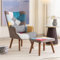 yangchoose Sessel mit Hocker, Patchwork-Ohrensessel mit Fußstütze und Armlehnen, Stoffbezogener Lesesessel, Bunter Hochlehnen-Loungesessel für Wohnzimmer, Retro-Stil für Schlafzimmer, Wohnzimmer Bunt