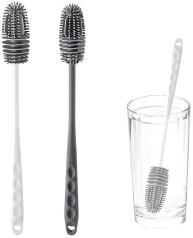 Reccisokz 2 Stück Flaschenreiniger,Flaschenbürste,Silikonreinigungsbürste,Flaschenwaschbürste,Flaschenreiniger,Tasse,Wasserkocher,Glas