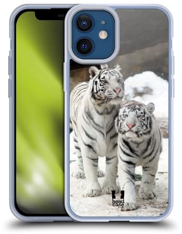 Head Case Designs Zwei Weisse Tiger Bekannte Tiere Gelhülle [Militärischer Schutzgrad] Kompatibel Mit Apple iPhone 12 Mini Und Kompatibel Mit MagSafe