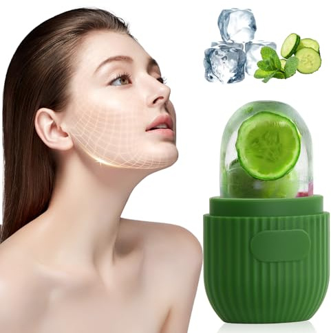 Ice Roller for Face,Eyes,and Neck - Reusable Ice Roller - Instant Cooling and Puffiness Reduction - Face Roller for Puffiness - Eye Roller for Wrinkles - Natural Skincare Tool (Green)