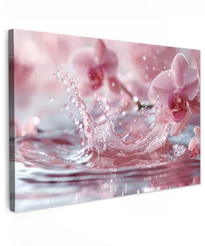 MuchoWow© Wandbilder 90x60 cm Wohnzimmer Wanddeko Schlafzimmer Zimmerdeko Wandgemälde Zimmer Deko auf Wand Dekoration Wall Art Abstrakt - Modern - Wasser - Orchidee