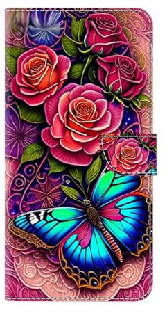TUUNKMUY Handyhülle für Nokia 3.4/5.4 Stylische Leder Hülle Klappbar Klapphülle mit Kartenfach Handytasche Book Handy Schutzhülle Tasche Wallet Flip Case für Nokia 3.4/5.4,Schmetterling