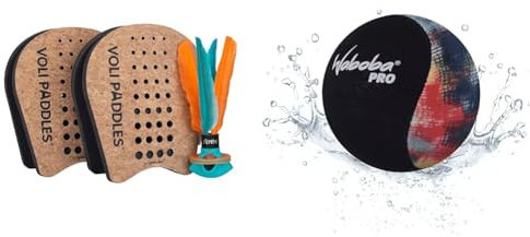 Waboba VOLI - Rethink Your Paddle Game – Backyard Set includes & Pro Water Bouncing Ball - Wasserfestes Strandspielzeug, Poolspiele für Kinder & Erwachsene, Outdoor-Spaß - Abstract Art (6,6 cm)