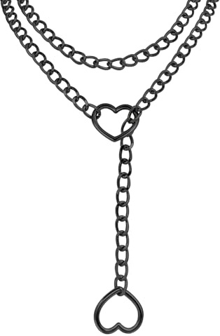 MILAKOO Link Chains Necklace for Women Clavicle Choker with Heart Pendant Charms Gothic Punk Jewerly