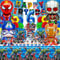 103 Stück Superheld 6 jahre Partygeschirr Geburtstagsdeko Set, Superheld 6 jahre Deko Geburtstag Kinder, Superheld Party Dekoration Supplies Geschirr Teller, Tischdecke, Servietten, Pull Flag