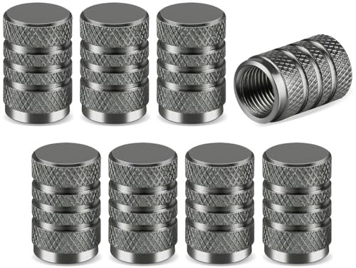 8 Set Ventilkappen Auto für VW T-ROC Cabriolet R-Line ab Bj.2020,Aluminium Reifenventilkappen Auto Reifenventil Kappe Staubkappen Dichtung für Stabilen Reifendruck,Grey