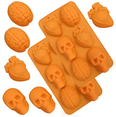 2 Pcs Stampo in silicone per Halloween, Stampo Silicone di Halloween, Stampo per Cioccolatini di Halloween, stampo in silicone per cervello, 3D Sorpresa de Halloween de Bricolaje para de Pudín