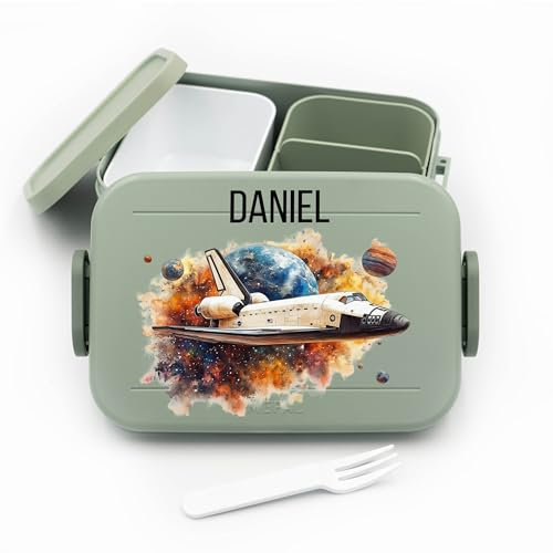 Kinder Bento Box Midi Lunchbox für Mepal Bentobox - Weltall Astronaut Universum - 900 ml - Nordic Sage universum vesperbox jausenbox space astronaut personalisiert weltall brotzeitbox kindergarten