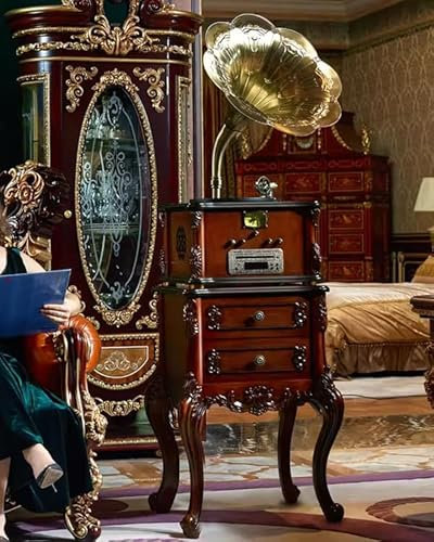 Neon Colored Vinyl Turntable, Portable Record Player, Gramophone with Built in Speaker, Modern Vinyl Record Player, 33/45/78 RPM Vinyl Record Box, Cellphone Wireless Connection,Blue