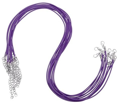 sourcing map 10pcs 20 Inch Waxed Necklace Cord, Bulk Necklace String with Clasp 1.5mm Waxed Leather Cord Rope for Jewelry Making DIY Bracelet Pendant,Purple