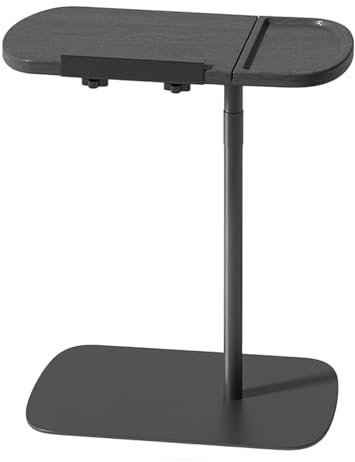 Höhenverstellbarer Beistelltisch mit Rollen Sofa-überbetttisch mit Verstellbarem Winkel Platzsparender C-Förmiger Laptoptisch für Wohnzimmer, Schlafzimmer, Krankenhaus(Black)